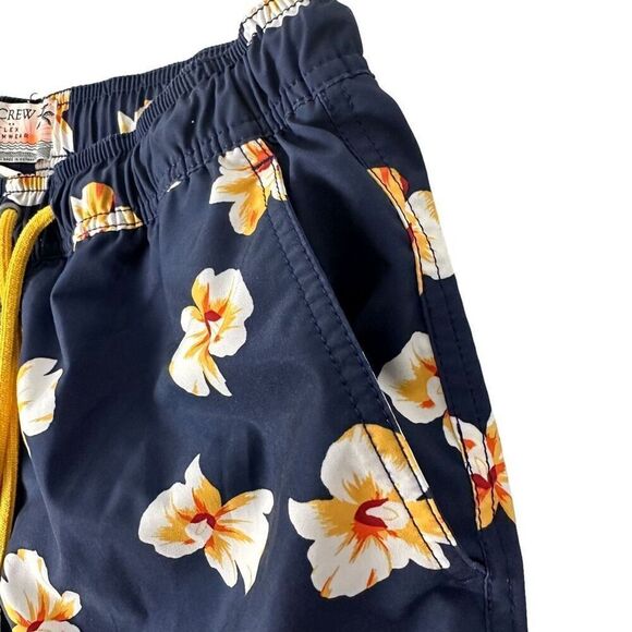 J. Crew Navy Tropical Floral Swim Trunks size Small - Picture 5 of 10